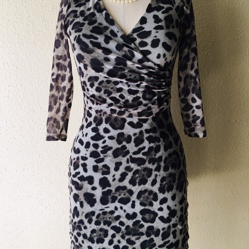 Bebe Black and brown Animal Print Mini Dress
